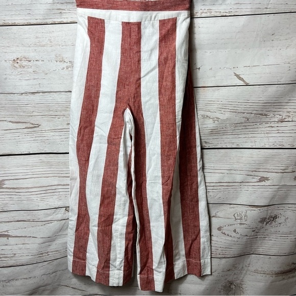 Nwt Madewell Huston Pull-On Crop Pants In Evelyn Stripe Linen Viscose Blend - Picture 3 of 7